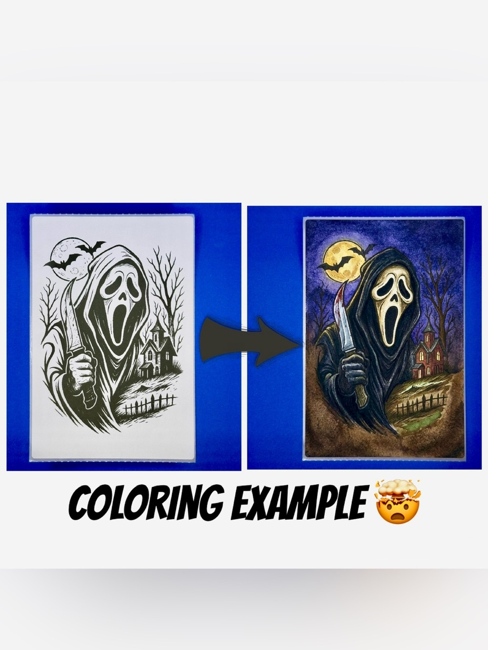Spooky Horror Ghost Face Coloring Page 4-Pack! 🔪🌙